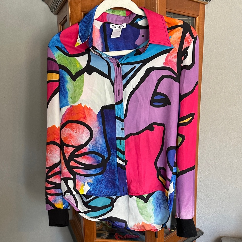 Multicolor Abstract Print Button-Up Shirt